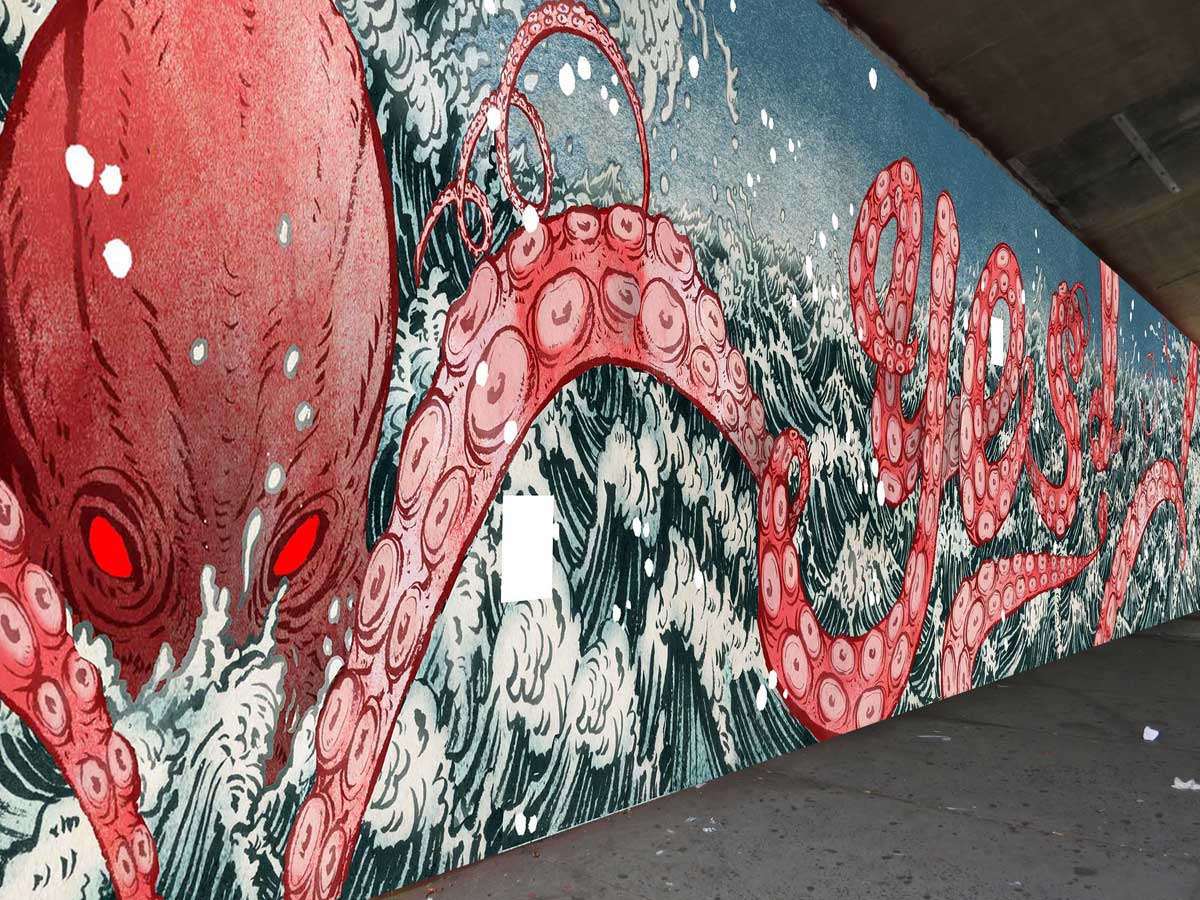 80 foot long murals are being painted in DUMBO, Brooklyn (and you can